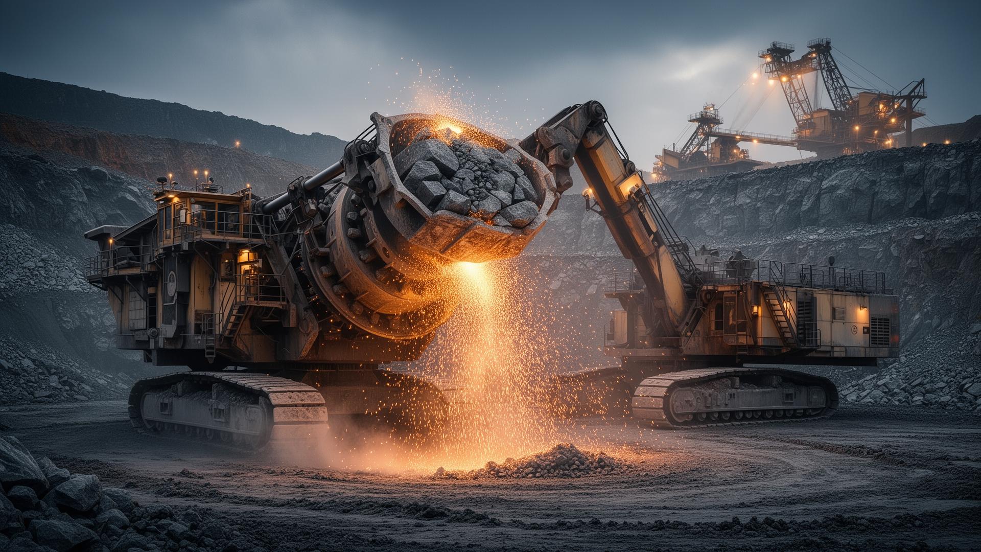 Equipamentos de mineração em operação